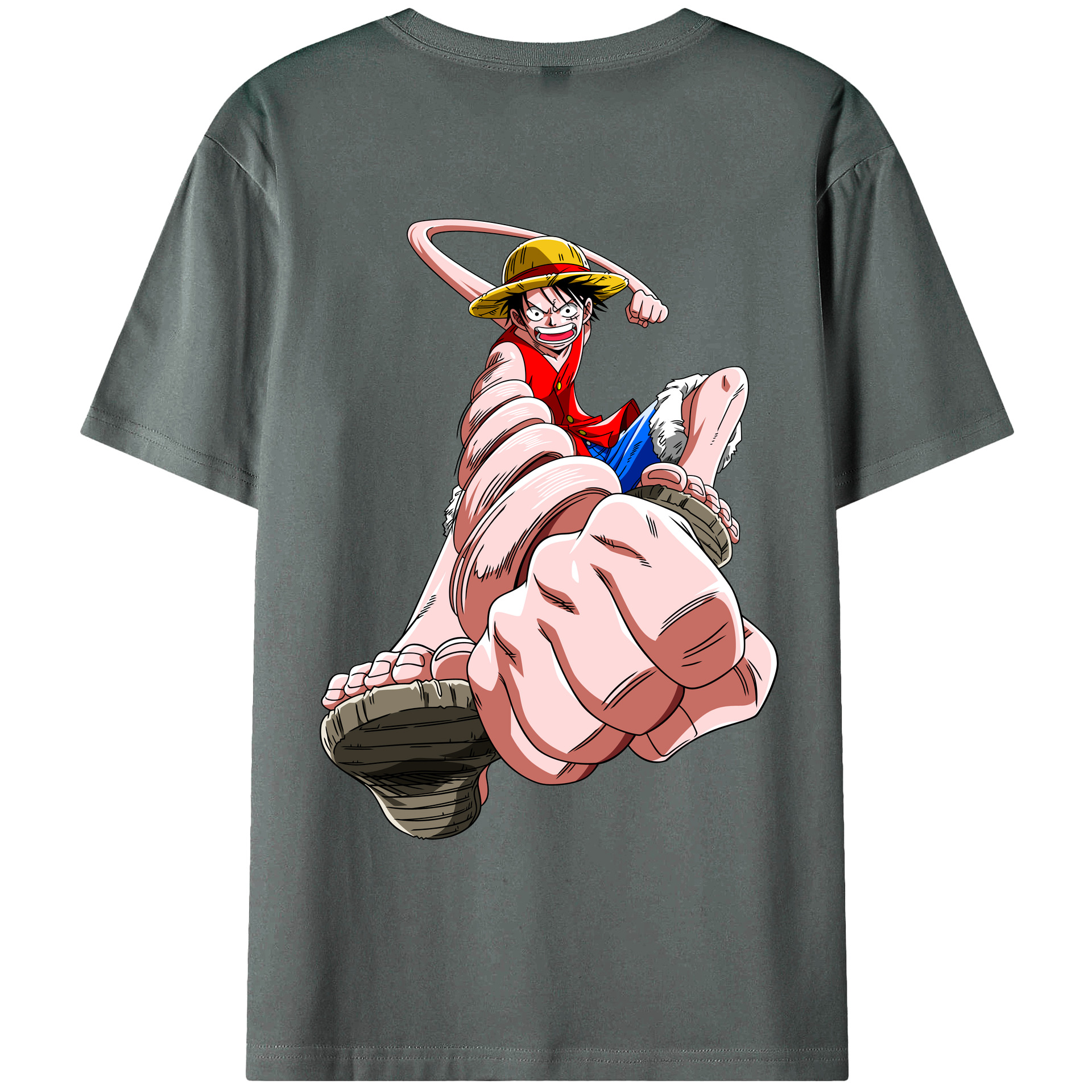 ワンピース モンキー・D・ルフィ ONE PIECE Monkey D. Luffy 綿100％ メンズ半袖Tシャツ（バックプリント） 通気性